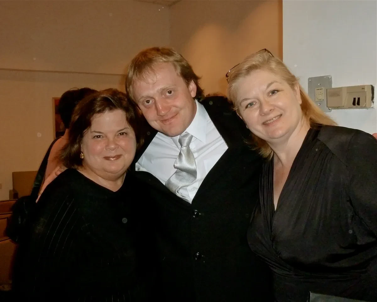 Pamela with colleague Deborah Williams and Maestro Marek Vorlicek, Chorus Master of the Kuhn Choir of Prague, after Jerusalem "Defiant Requiem" performance 2012